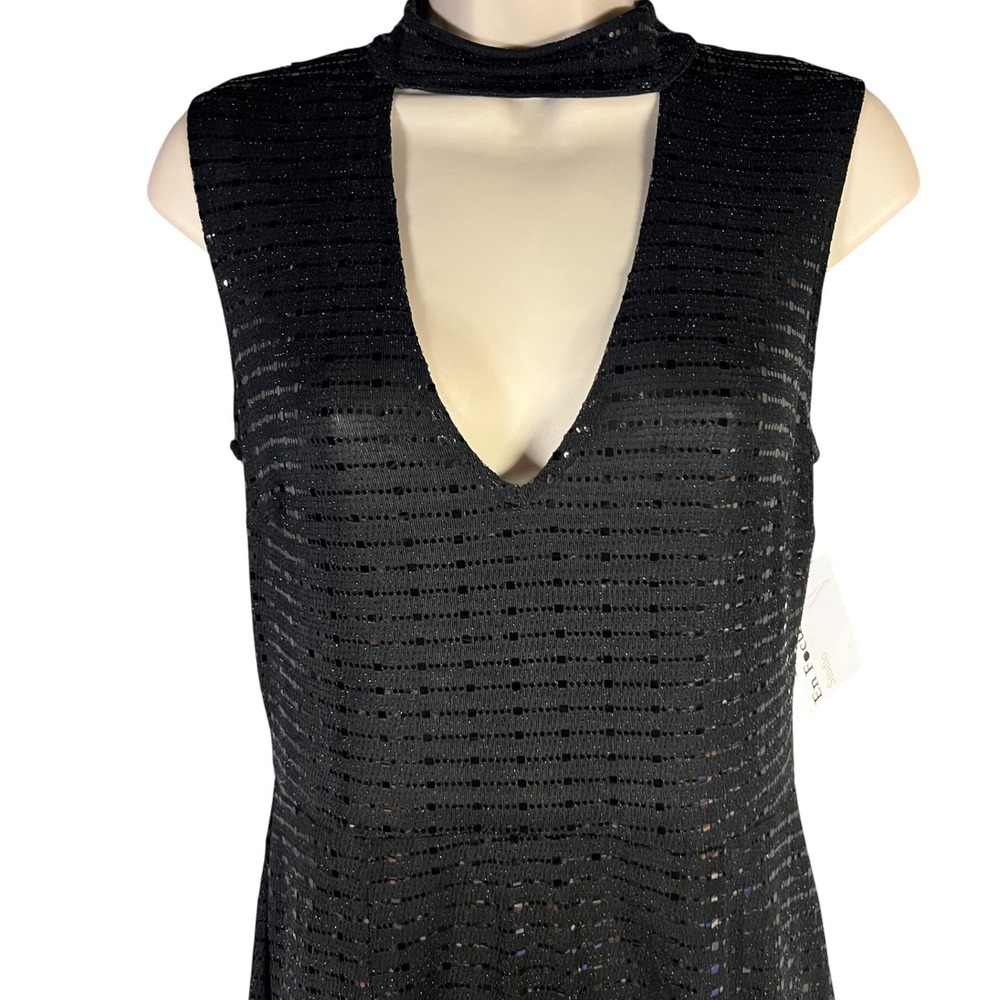 En Focus Studio Black Sequin Maxi Dress 10 Choker Cutout Formal Evening Gown New - Picture 3 of 10